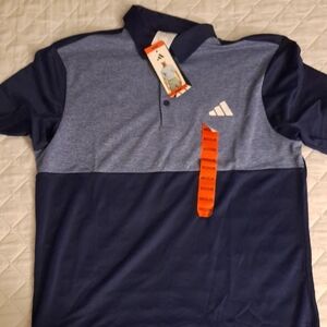 Adidas Navy and Light Blue Polo Shirt